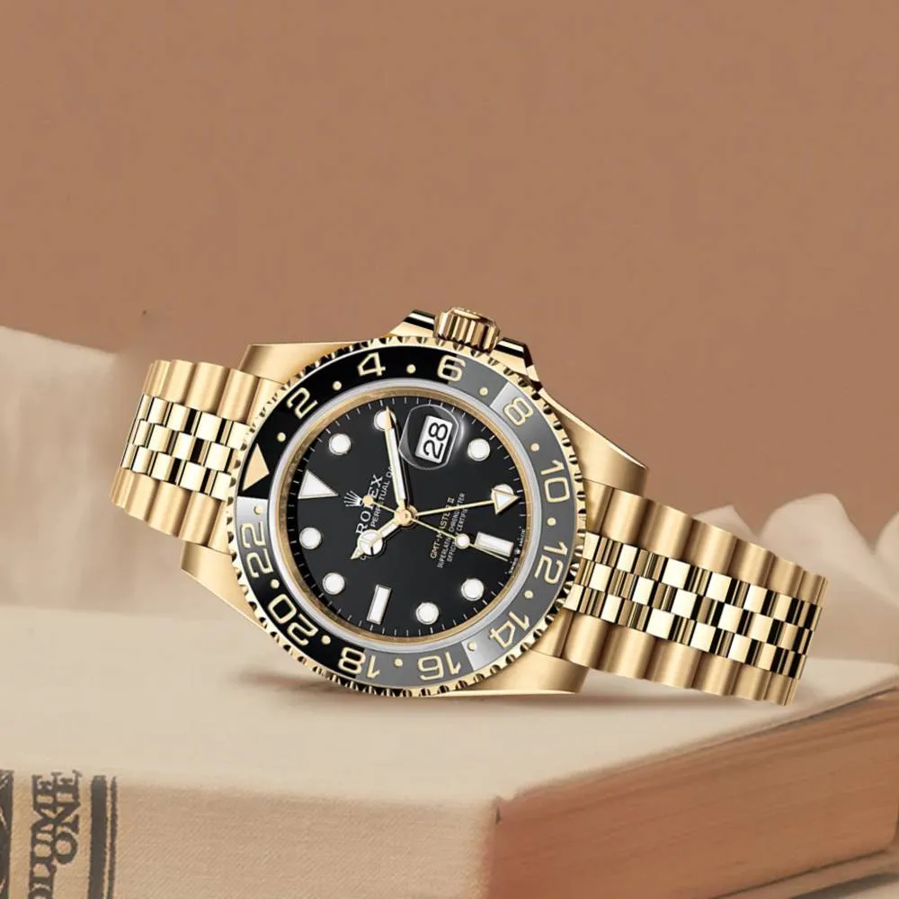 2024 Never Worn Rolex GMT-Master II 40mm - Ref: 126718GRNR - Black Dial, Grey & Black Ceramic Bezel, 18K Yellow Gold Jubilee Bracelet Men's Watch