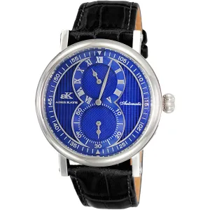 Adee Kaye Men's Watch - Mondo Automatic Blue Dial Black Leather Strap | AK5665-MBU