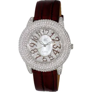 Adee Kaye Women's Watch - Bello Silver and White Mop Dial Brown Strap | AK2117-LBN