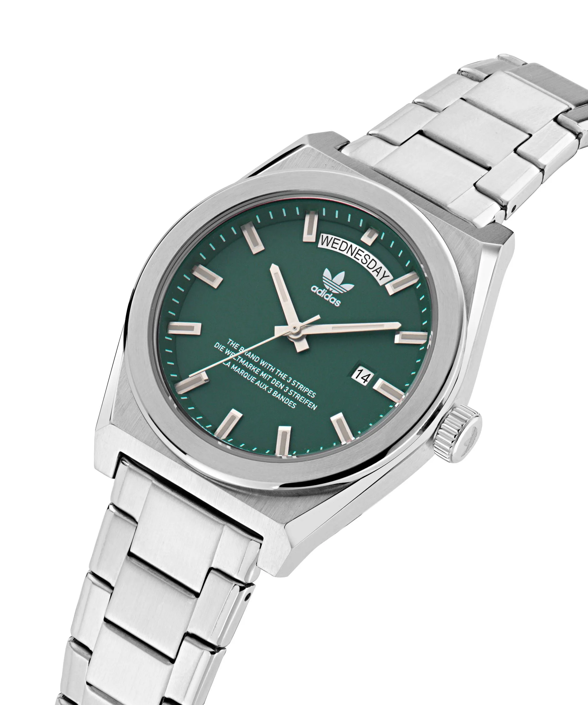 Adidas Code Five 40mm Green Dial Stainless Steel Watch AOSY23540