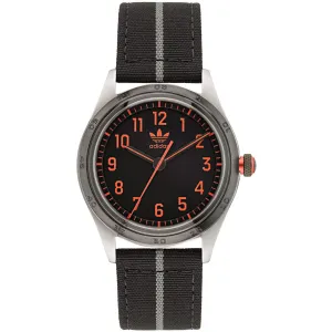 Adidas Men's Watch - Originals Silver Tone Case Black Dial Fabric Strap | AOSY22522