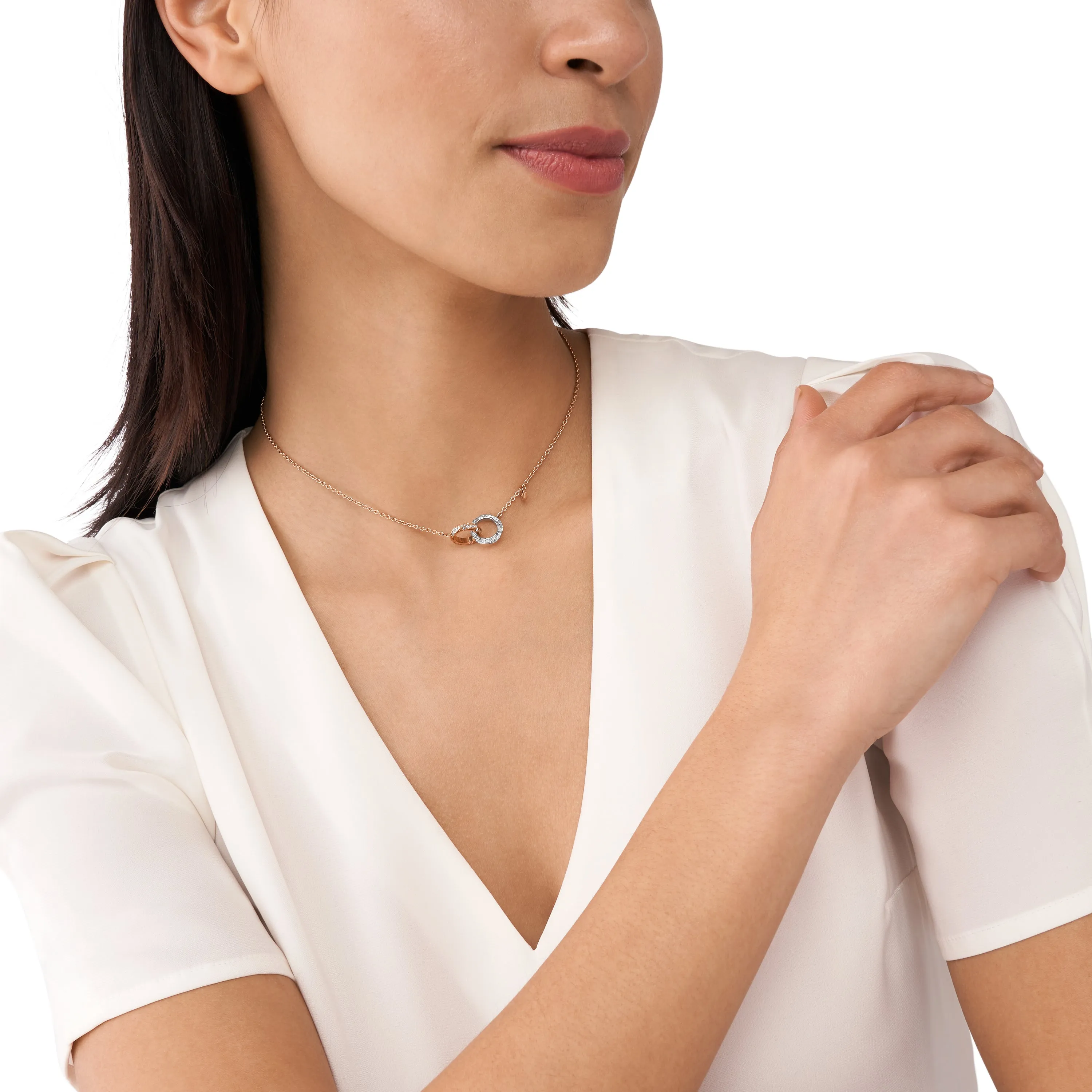 Armani Elegant Two Tone Crystal Necklace EGS3004221