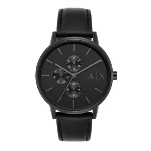 Armani Exchange All Black Leather Men's Watch Cayde AX2719