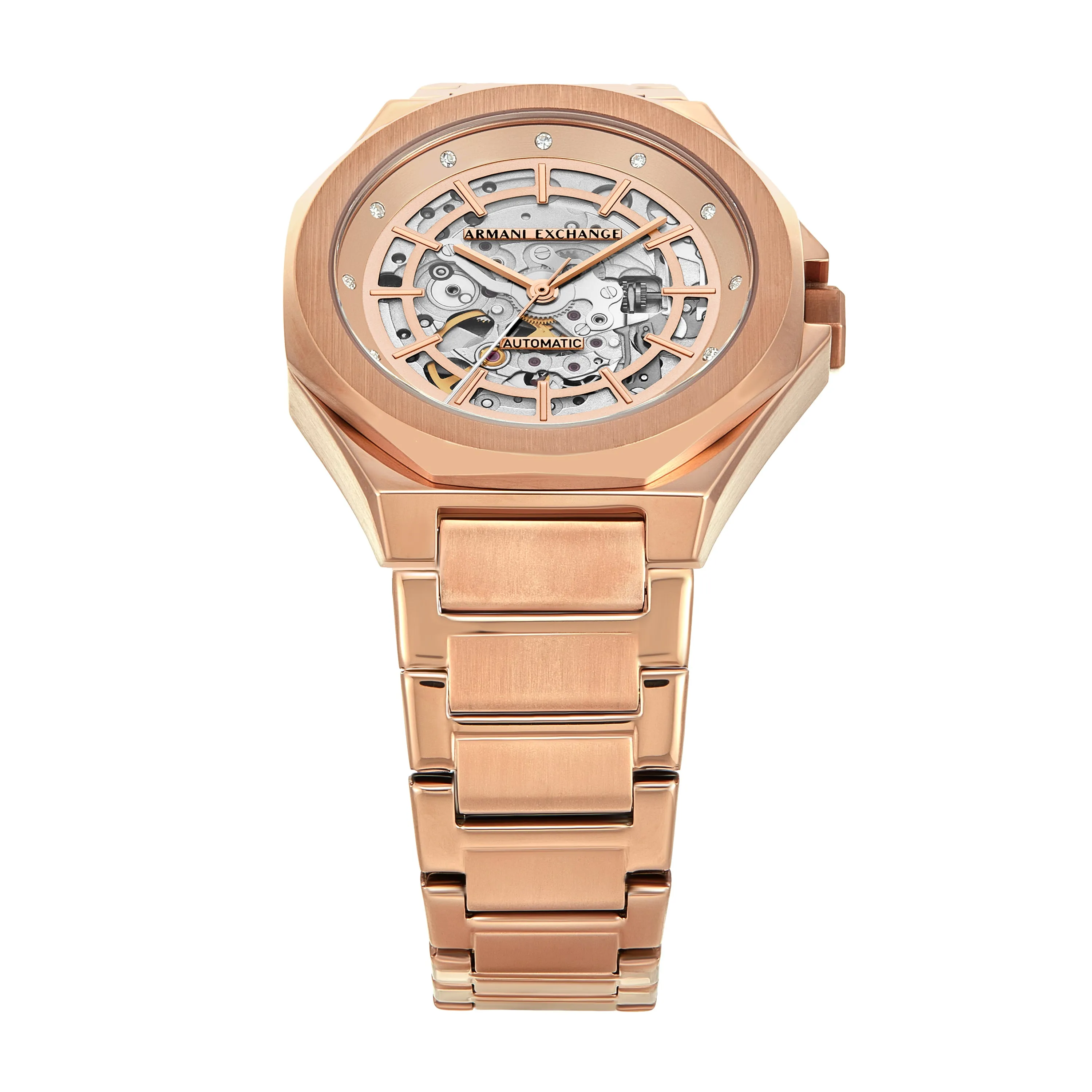 Armani Exchange Automatic Rose Gold Dial Stainless Steel Watch AX4619