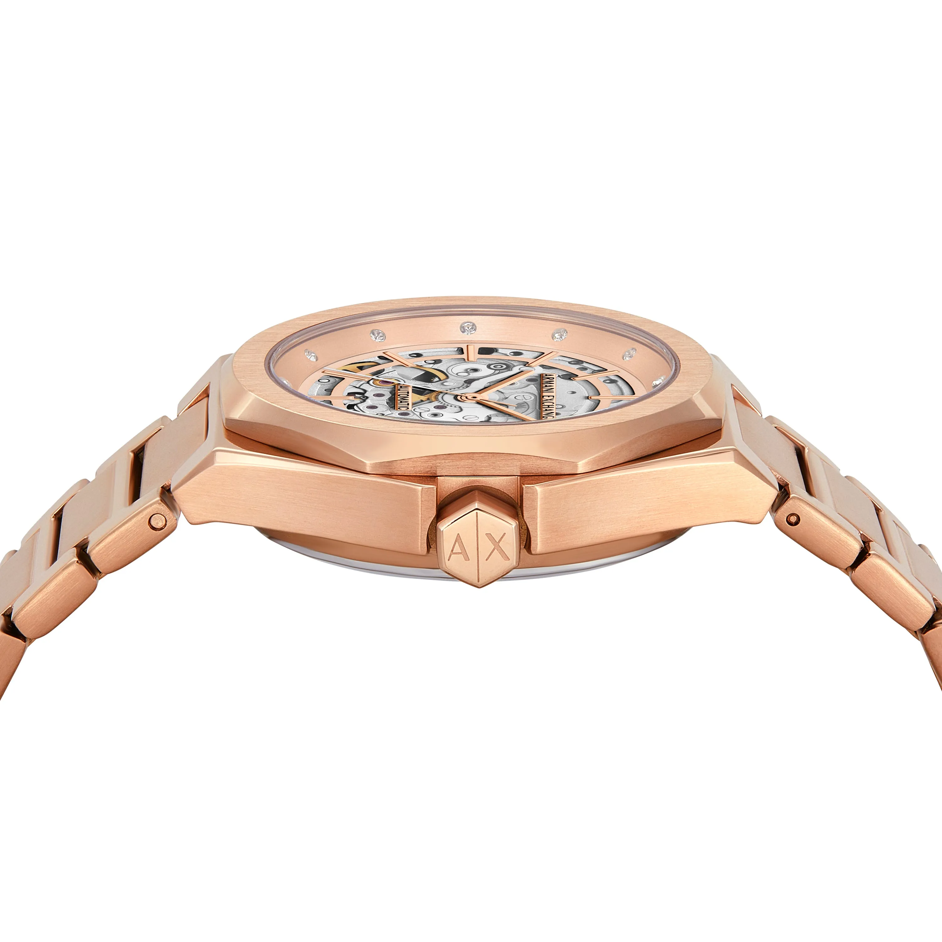 Armani Exchange Automatic Rose Gold Dial Stainless Steel Watch AX4619