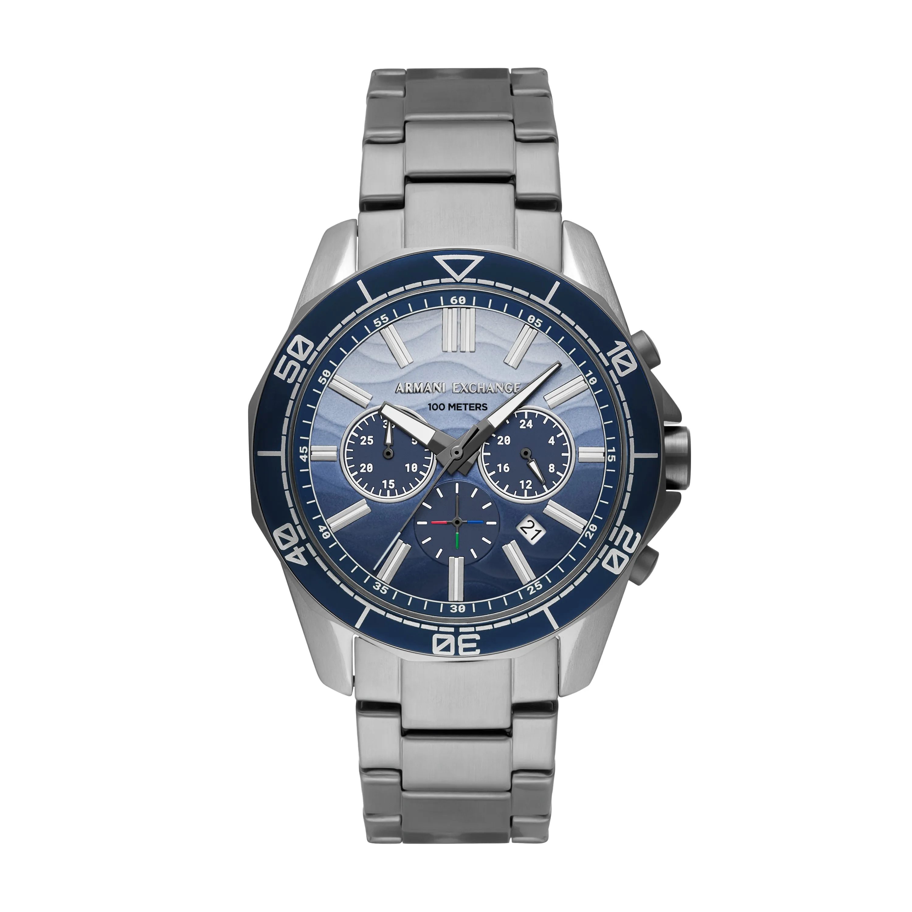 Armani Exchange Chronograph Blue Dial Gunmetal Stainless Steel Watch AX1967
