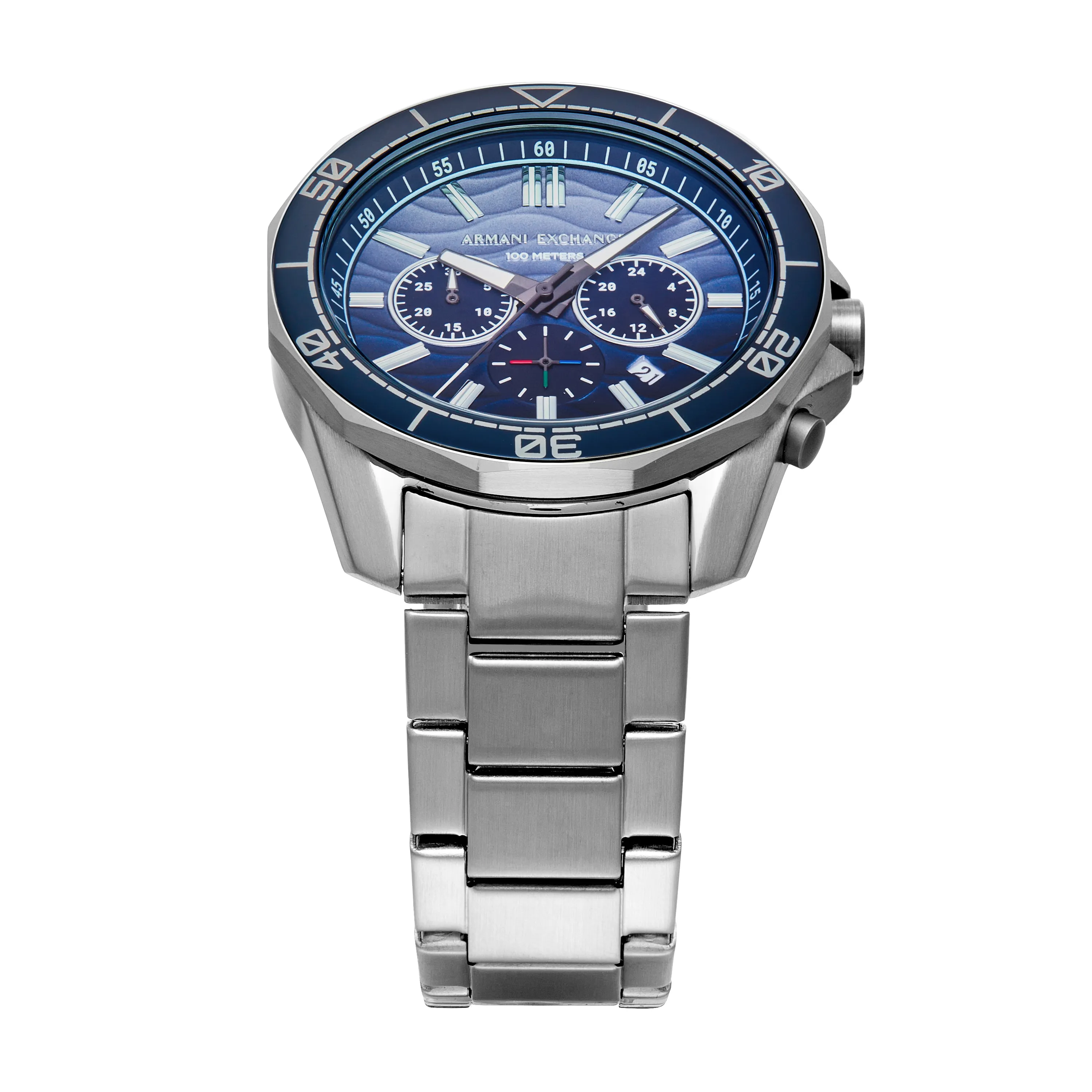Armani Exchange Chronograph Blue Dial Gunmetal Stainless Steel Watch AX1967