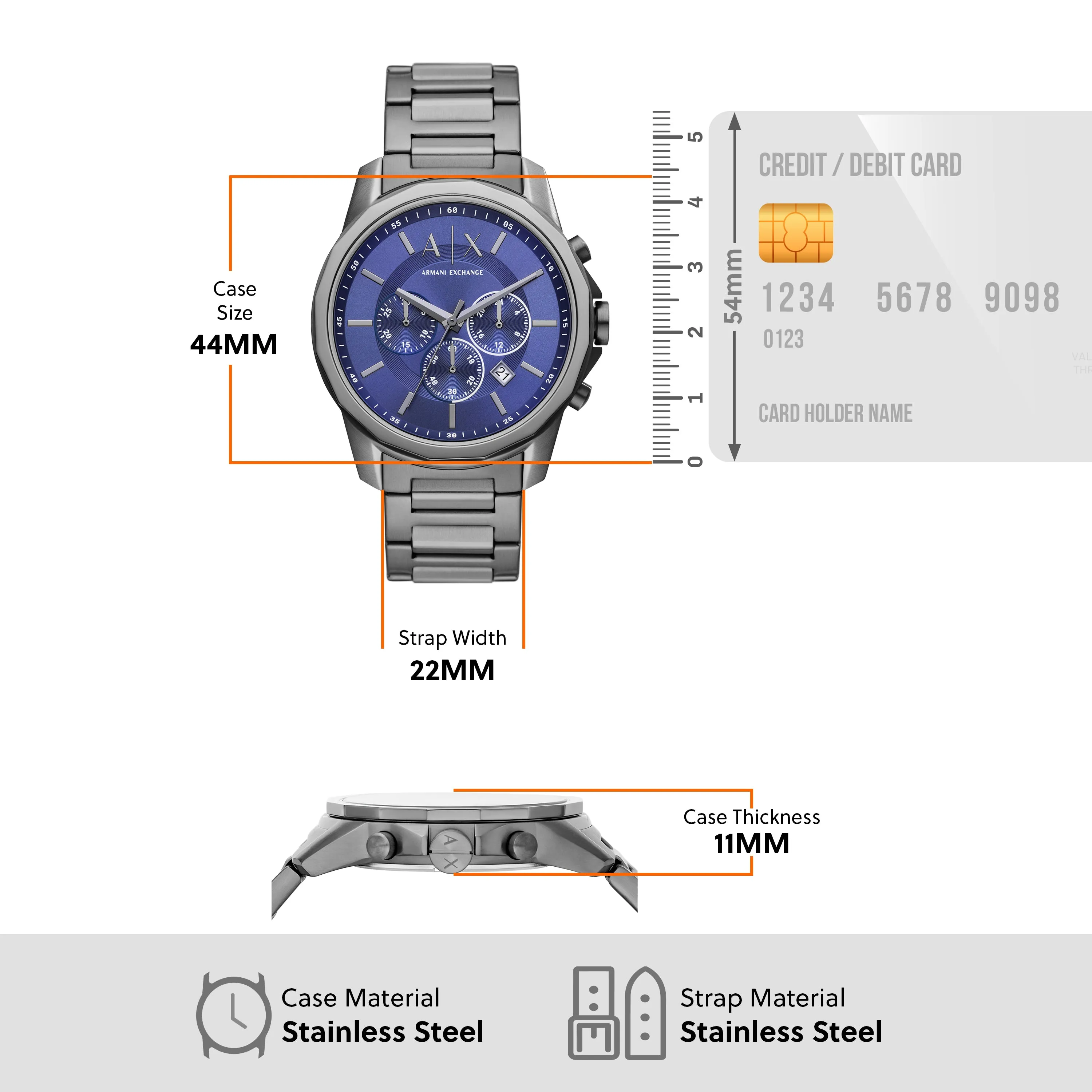 Armani Exchange Chronograph Gunmetal Stainless Steel Watch AX1731