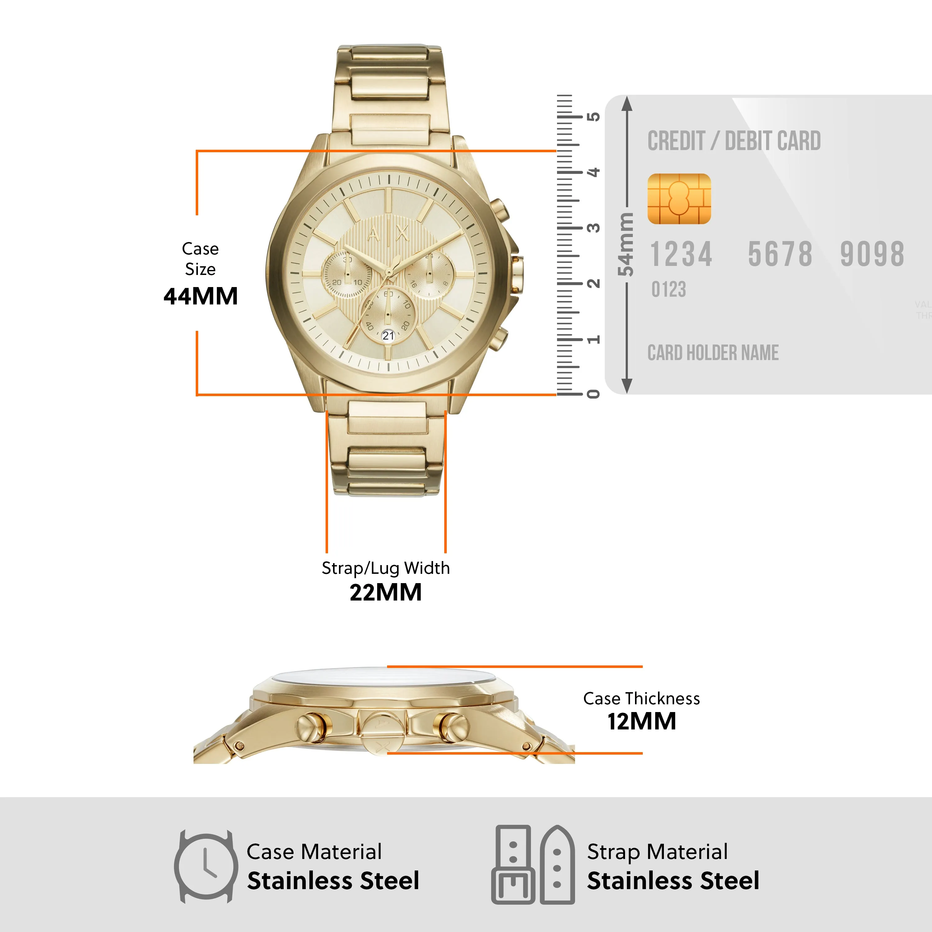 Armani Exchange Drexler Gold Stainless Steel Luxury Watch AX2602