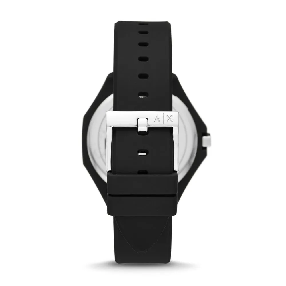 Armani Exchange Three-Hand Black Silicone Watch AX4600