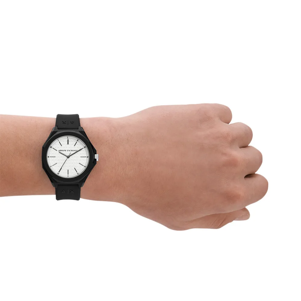 Armani Exchange Three-Hand Black Silicone Watch AX4600