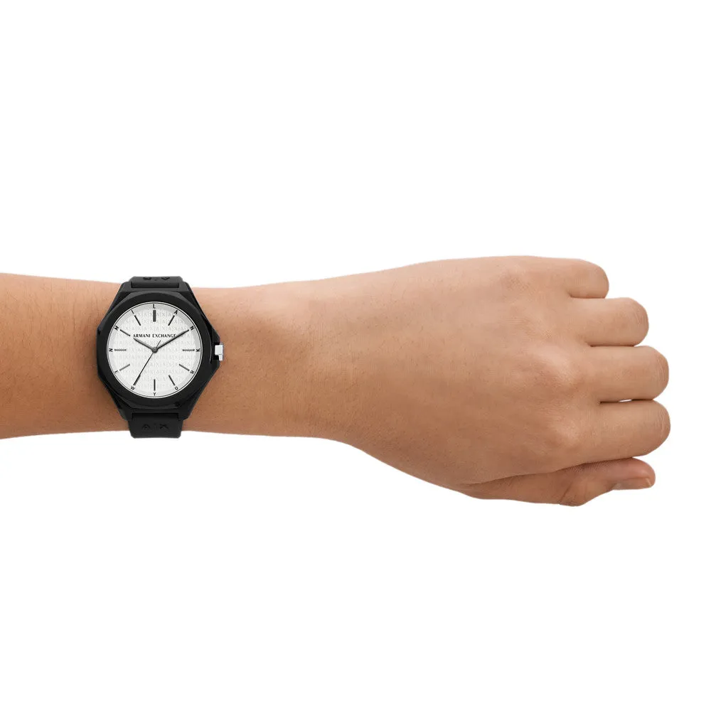 Armani Exchange Three-Hand Black Silicone Watch AX4600