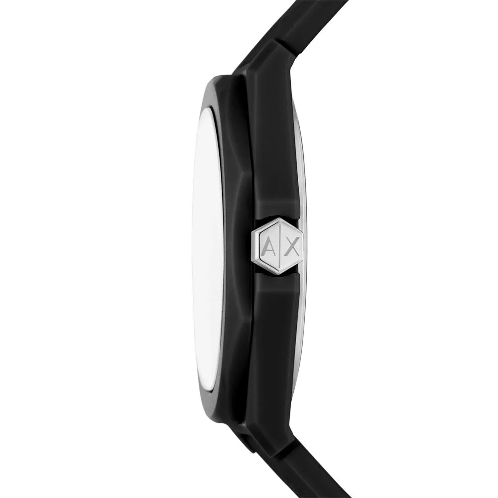 Armani Exchange Three-Hand Black Silicone Watch AX4600