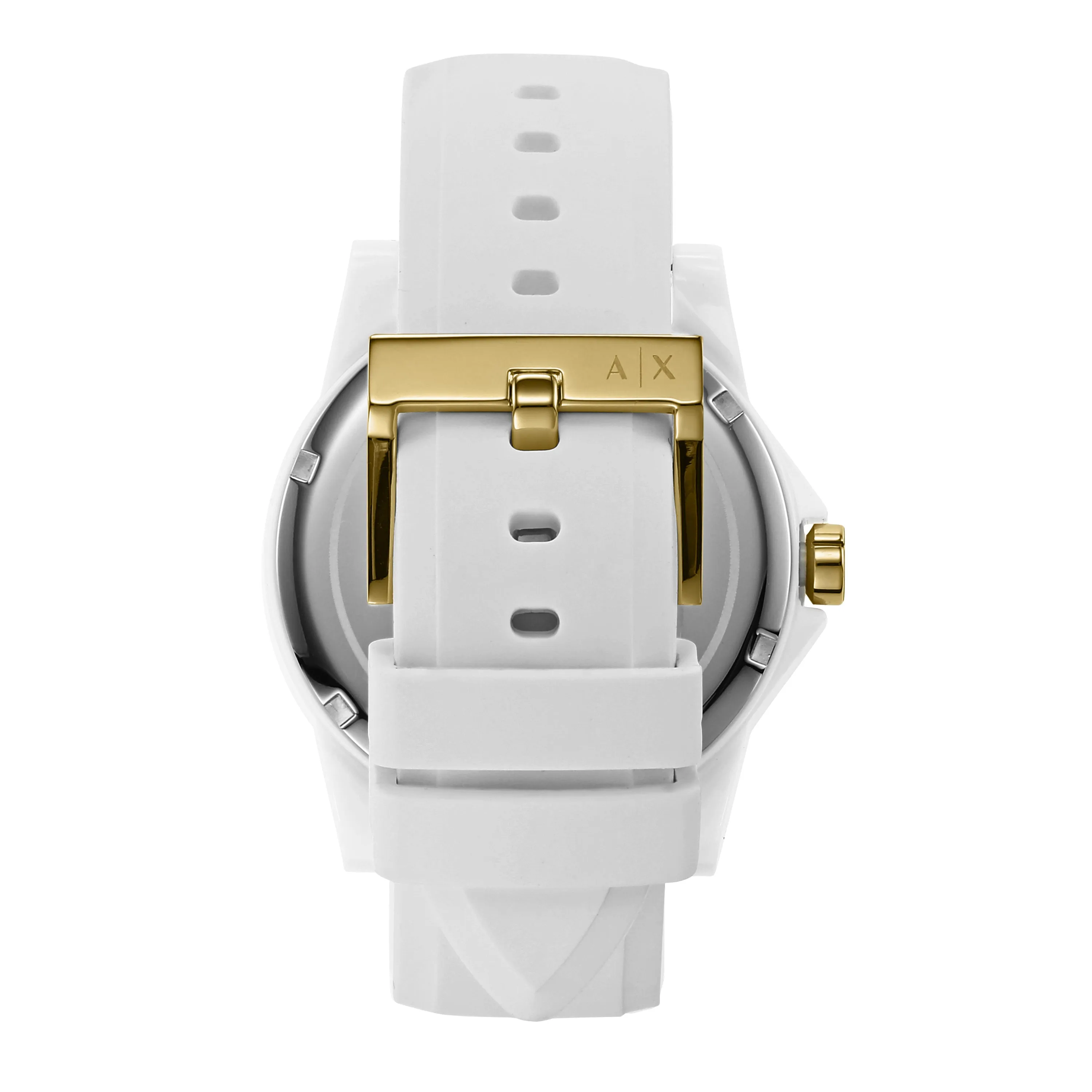 Armani Exchange Three-Hand White and Gold Rubber band Watch AX7126