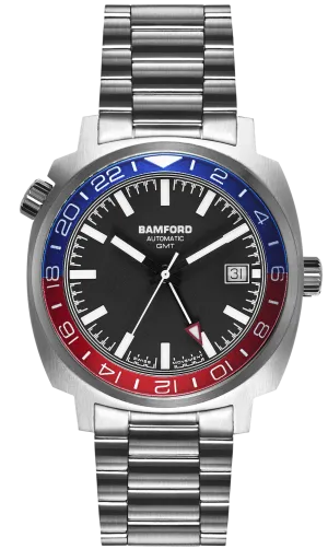 Bamford GMT Steel Blue Red Heritage Watch