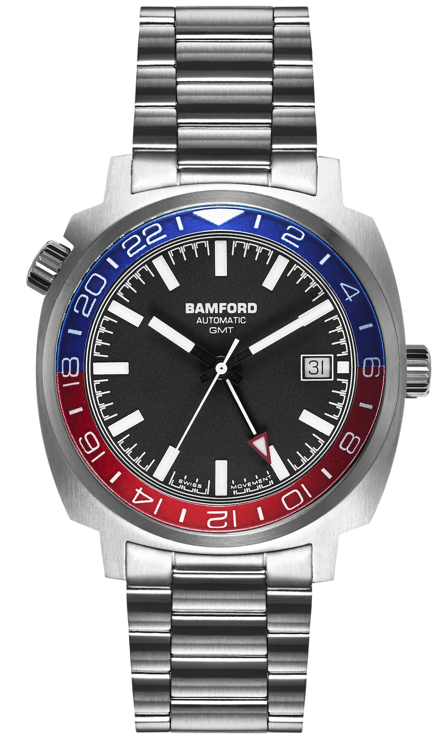Bamford GMT Steel Blue Red Heritage Watch