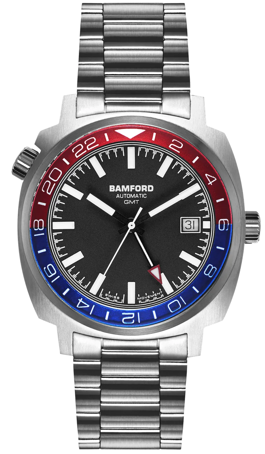 Bamford GMT Steel Red Blue Nightowl Watch
