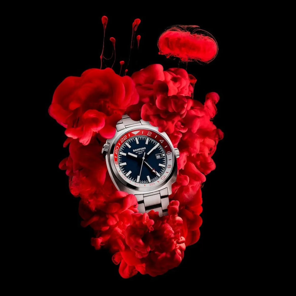 Bamford GMT Steel Red White Watch