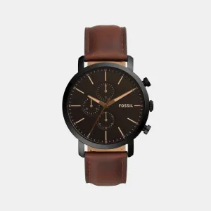 Bannon Men Quartz Black Dial Chronograph Leather Watch BQ2461