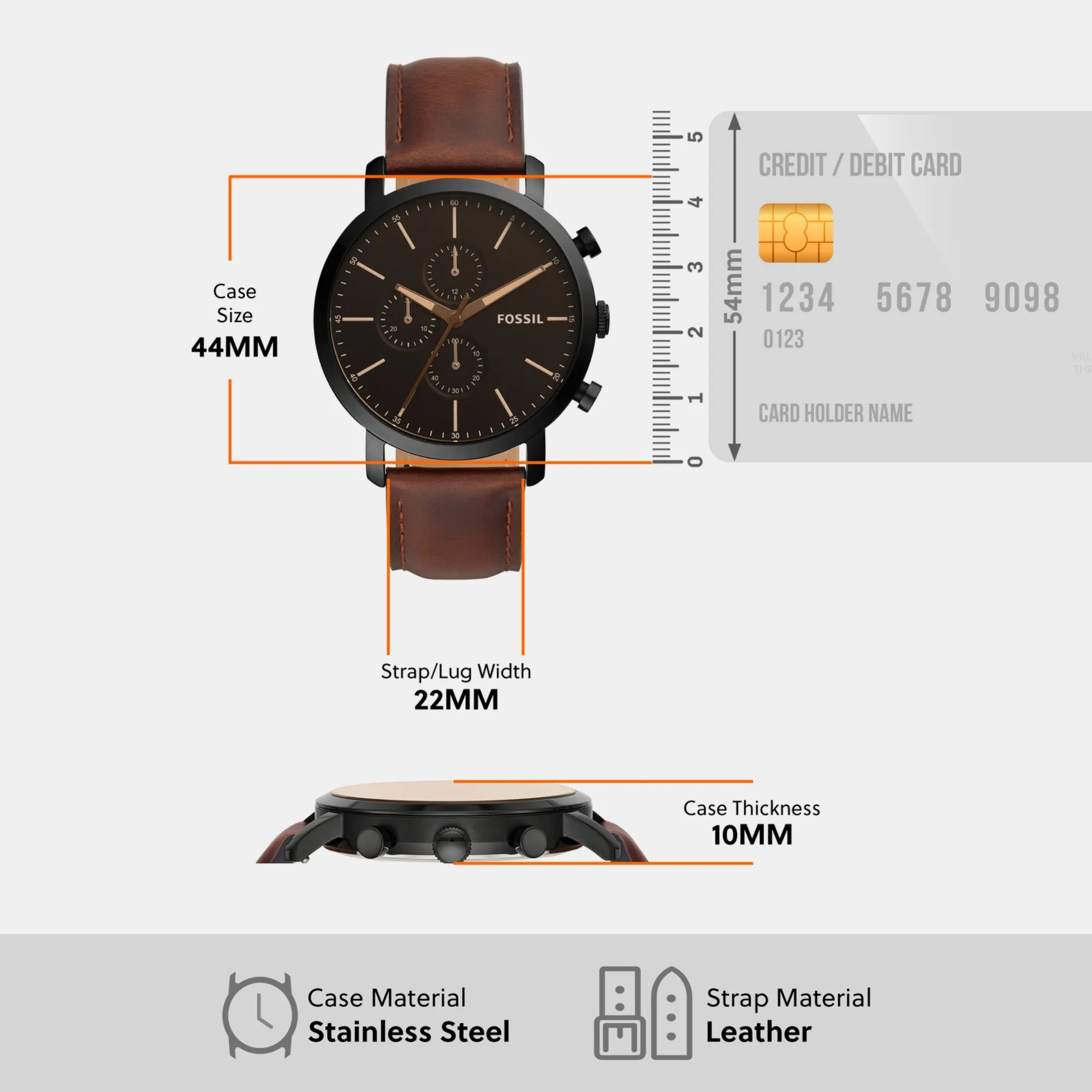 Bannon Men Quartz Black Dial Chronograph Leather Watch BQ2461