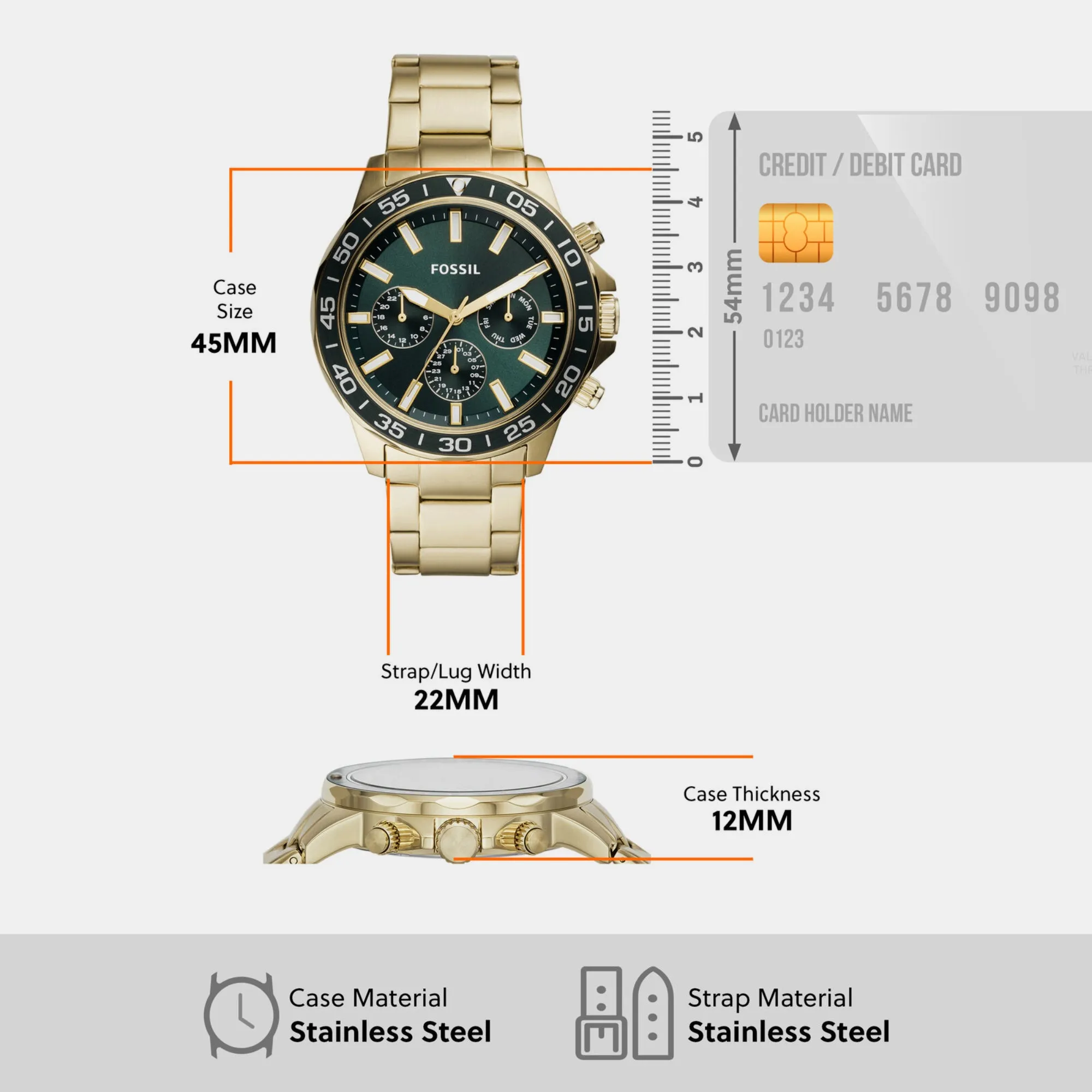 Bannon Men Quartz Green Dial Multi-Function Stainless Steel Watch BQ2493