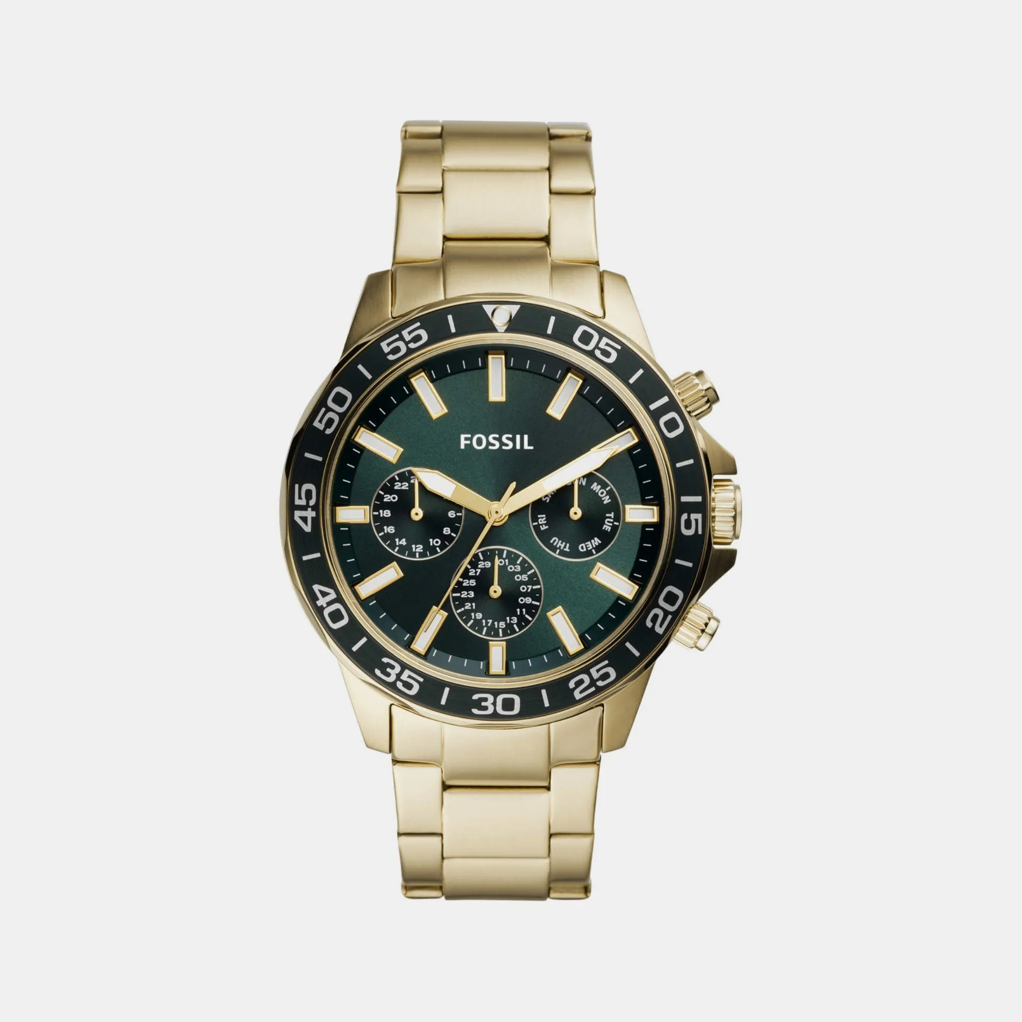 Bannon Men Quartz Green Dial Multi-Function Stainless Steel Watch BQ2493