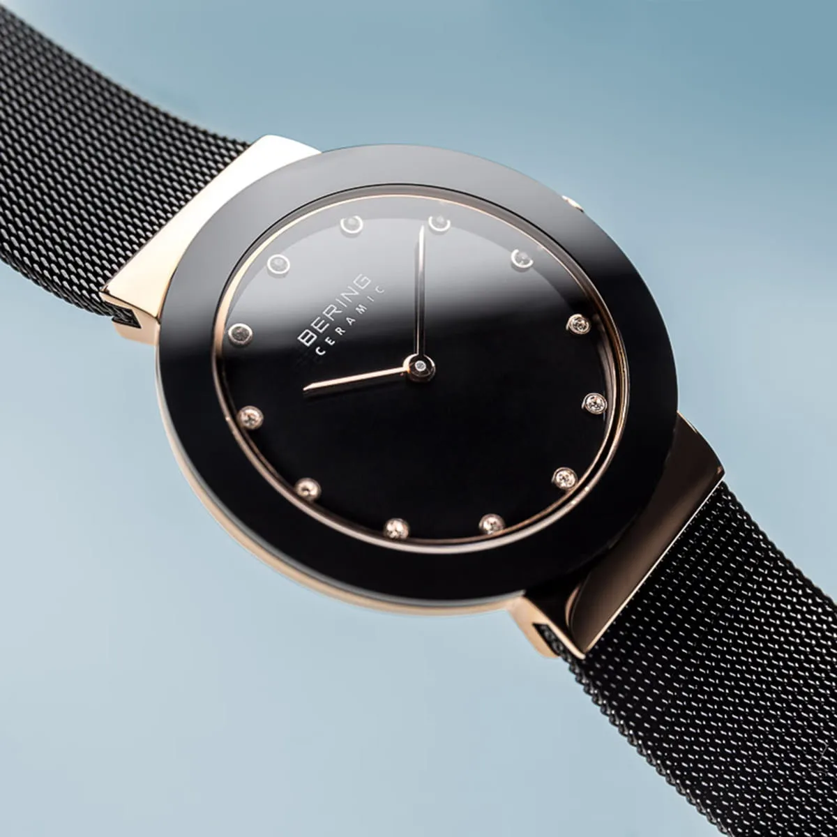 Bering Ceramic Black Mesh Ladies Watch