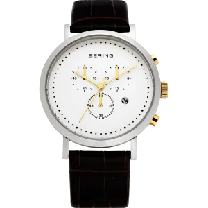 Bering - Gents Steel Chrono Leather