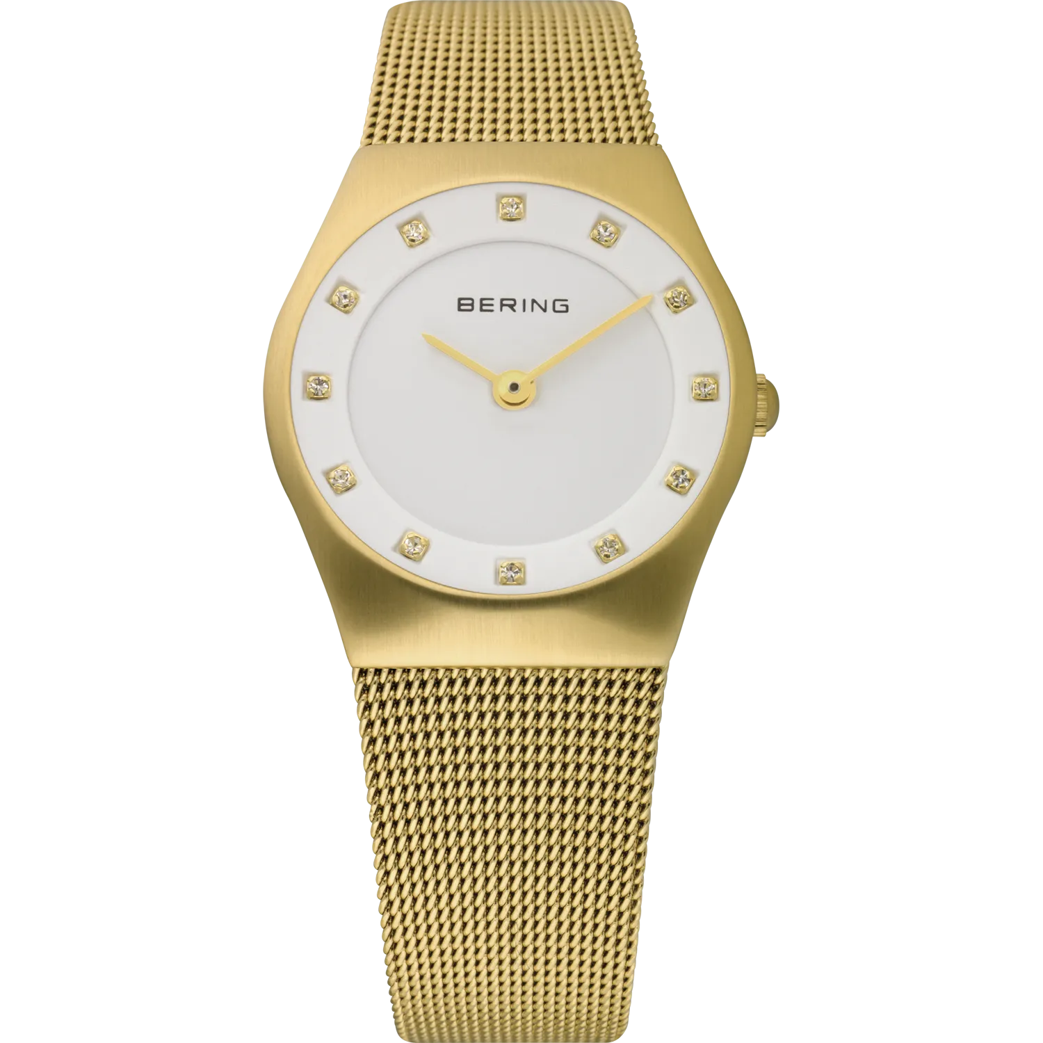 Bering - Ladies Gold & White Mesh Strap Watch