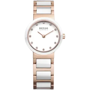 Bering - Ladies White Ceramic & Rose Watch