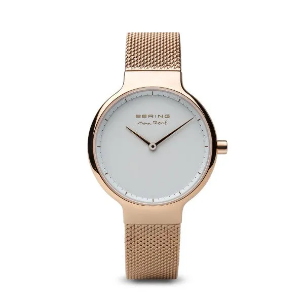 Bering - Max Ren Polished Rose Gold, Rose Gold Mesh 31mm