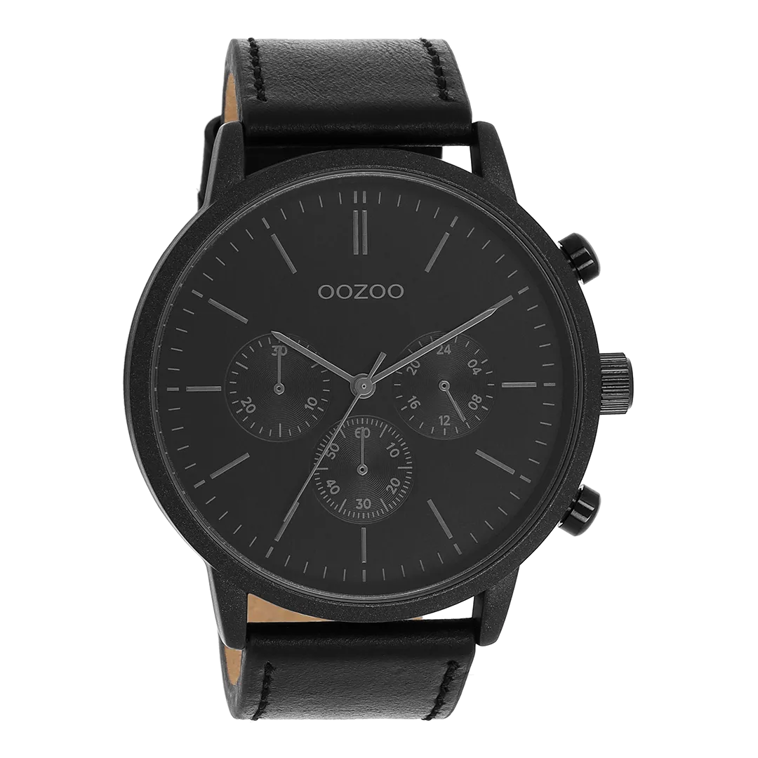 Black OOZOO watch with leather strap - C11203