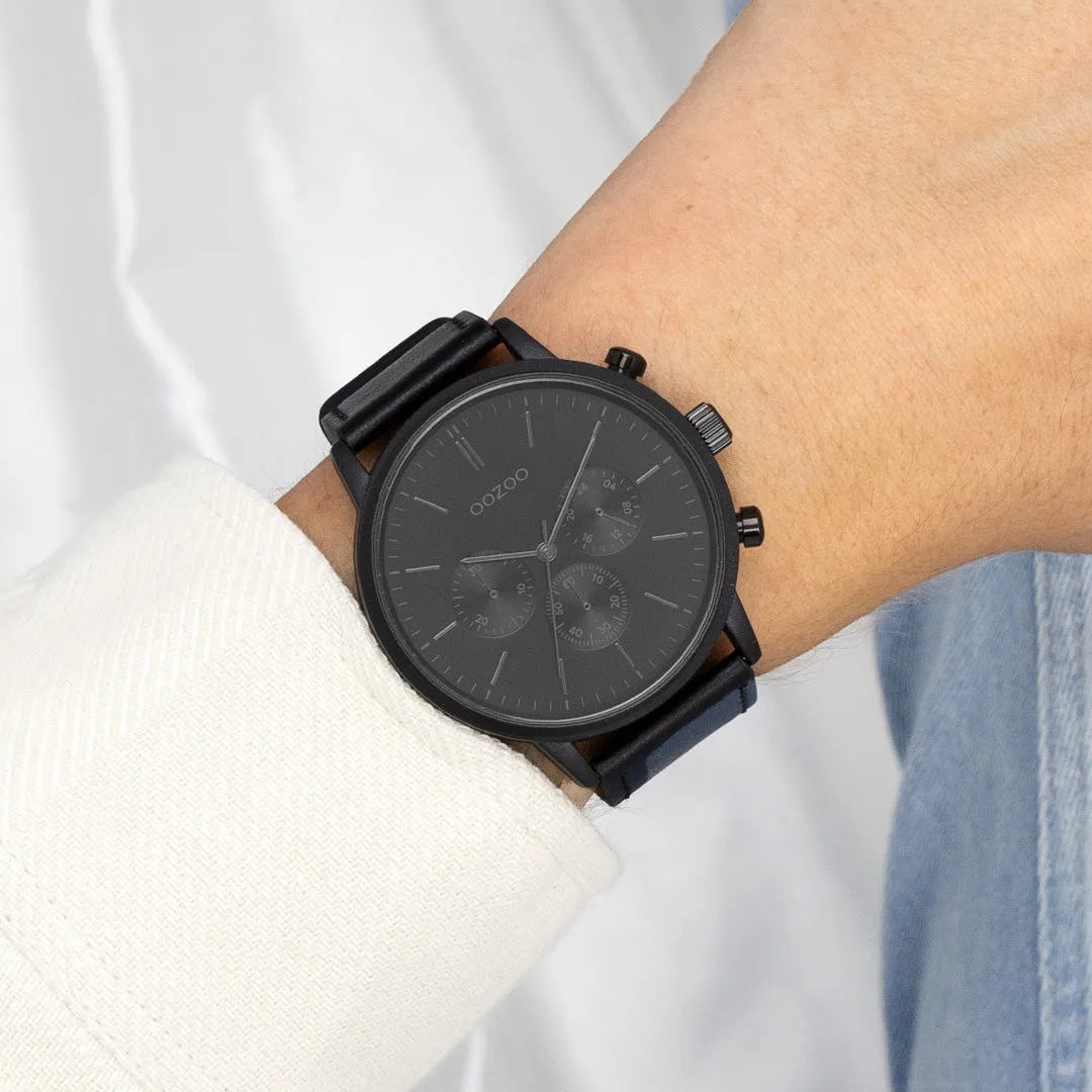 Black OOZOO watch with leather strap - C11203