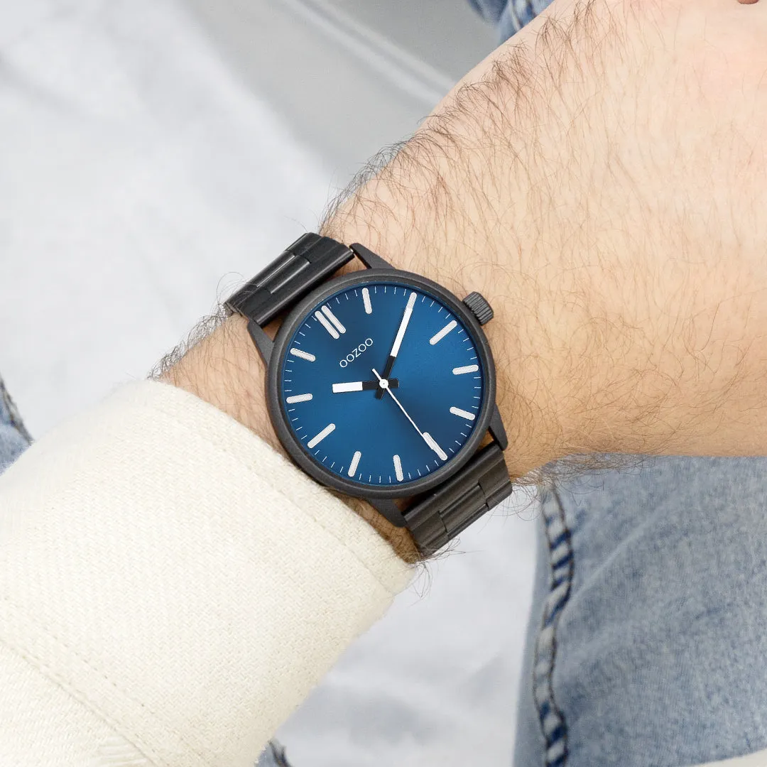 Black OOZOO watch with stainless steel bracelet - C11403