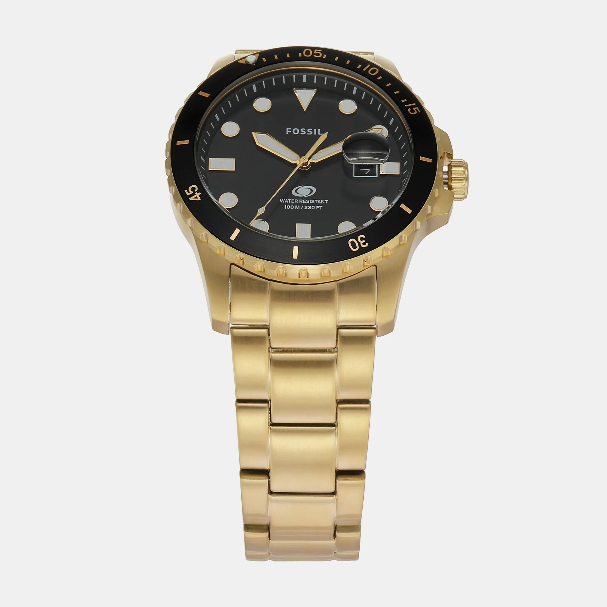 Blue Dive Men Quartz Black Dial Analog Stainless Steel Watch FS6035