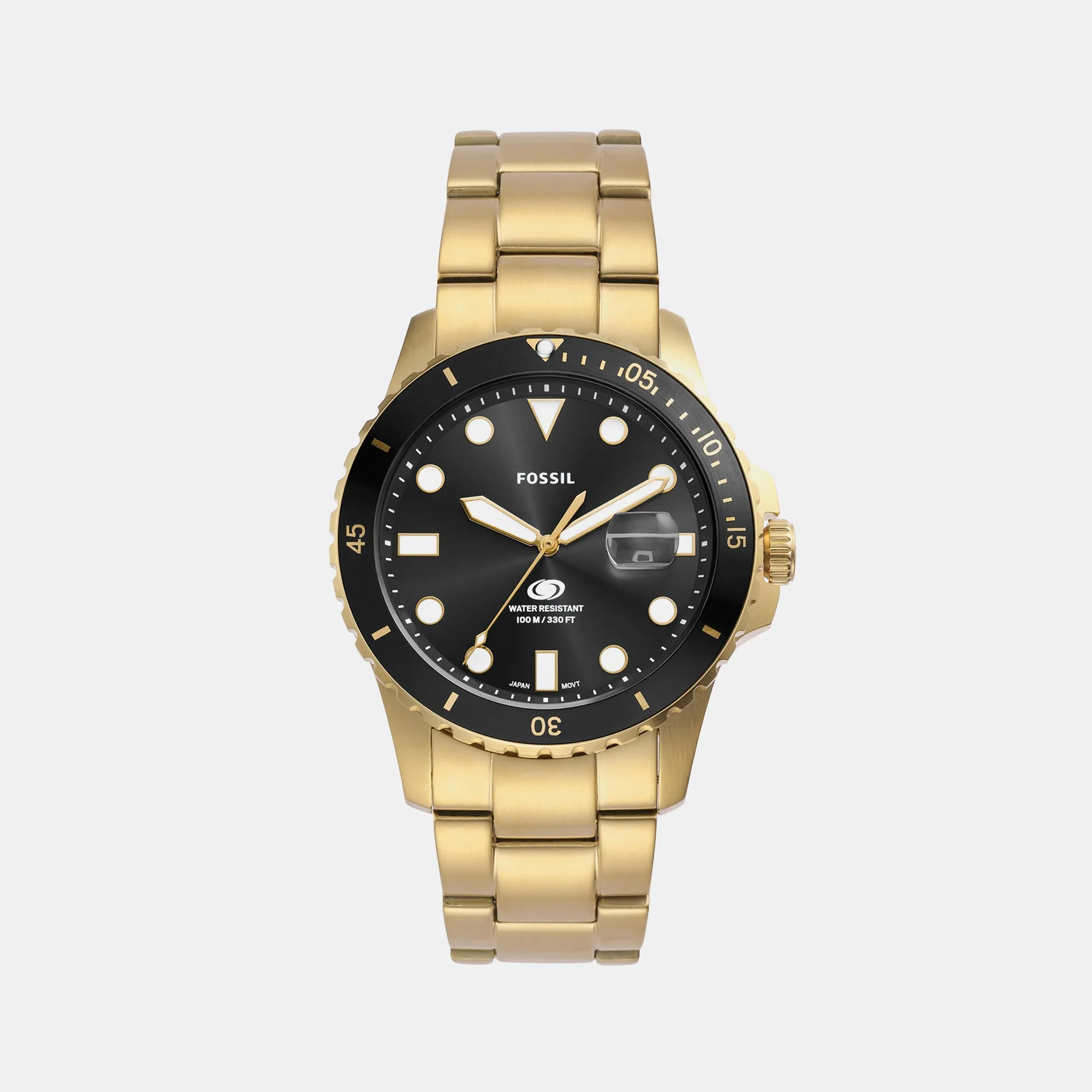 Blue Dive Men Quartz Black Dial Analog Stainless Steel Watch FS6035