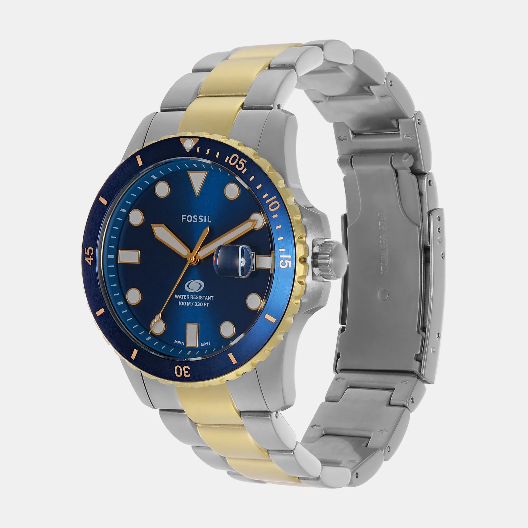 Blue Dive Men Quartz Blue Dial Analog Stainless Steel Watch FS6034