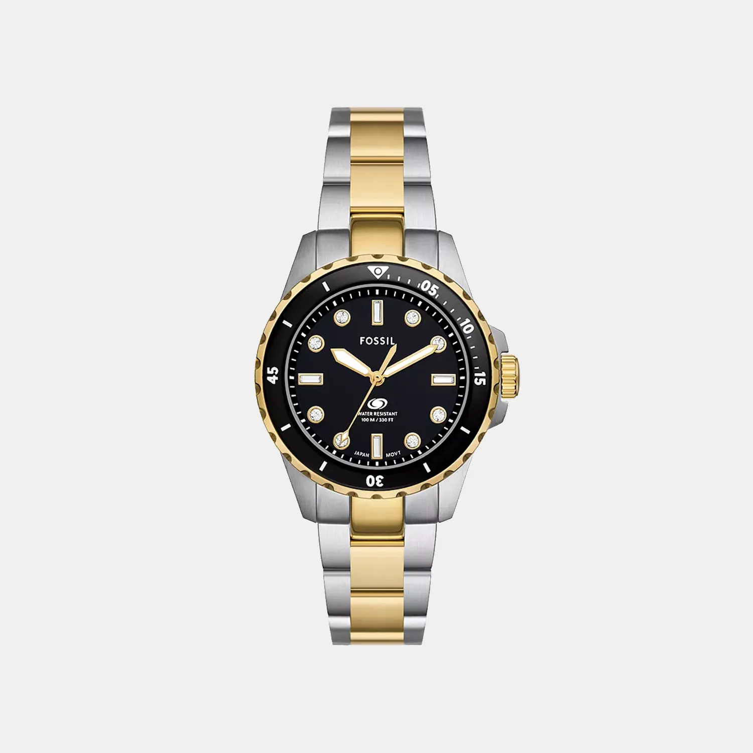 Blue Dive Women Quartz Black Dial Analog Stainless Steel Watch ES5349