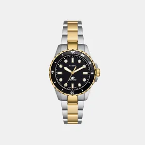 Blue Dive Women Quartz Black Dial Analog Stainless Steel Watch ES5349