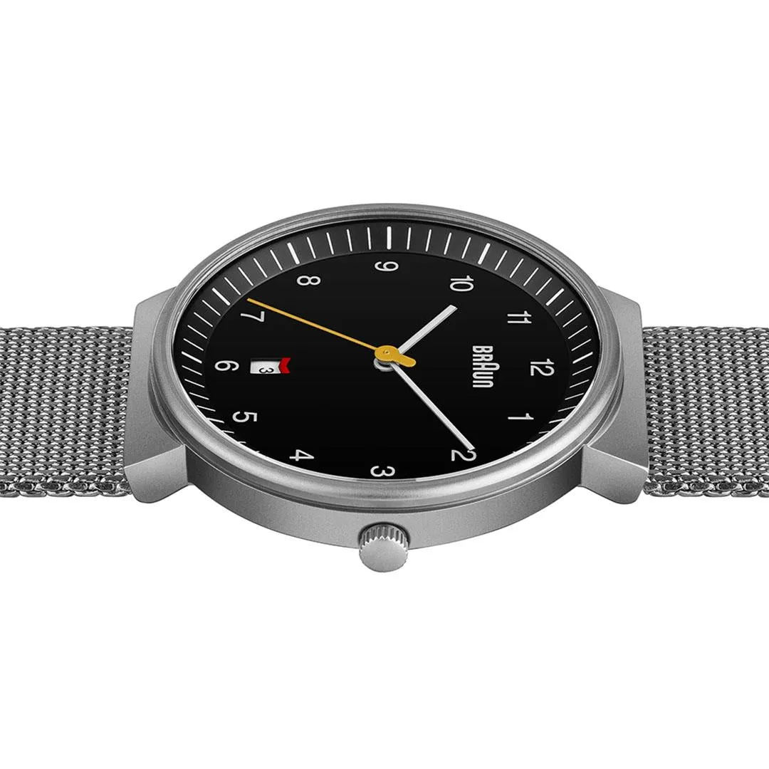 BN0032 Braun gents classic watch - black dial and silver mesh bracelet
