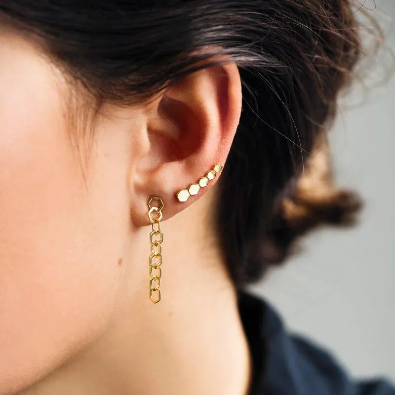 Boucles d'oreilles CLUSE Essentielle Gold Open Hexagons Chain CLJ51009