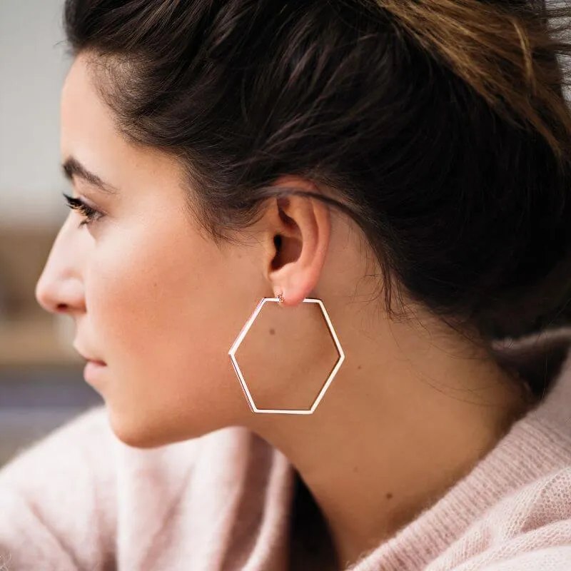 Boucles d'oreilles CLUSE Essentielle Rose Gold Large Hexagonal Hoop CLJ50003