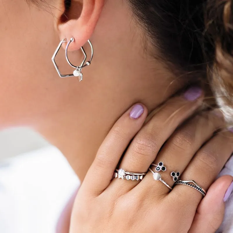 Boucles d'oreilles CLUSE Essentielle Silver Hexagonal Hoop CLJ52004
