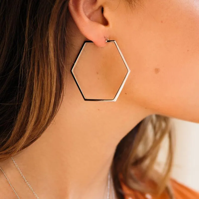 Boucles d'oreilles CLUSE Essentielle Silver Large Hexagonal Hoop CLJ52003
