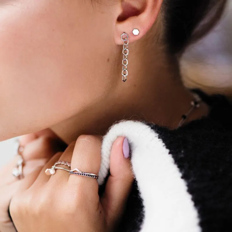 Boucles d'oreilles CLUSE Essentielle Silver Open Hexagons Chain CLJ52009