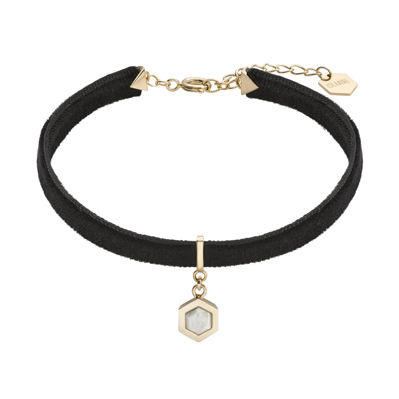 Bracelet CLUSE Amourette Gold Black Velvet and Marble Pendant CLJ13002