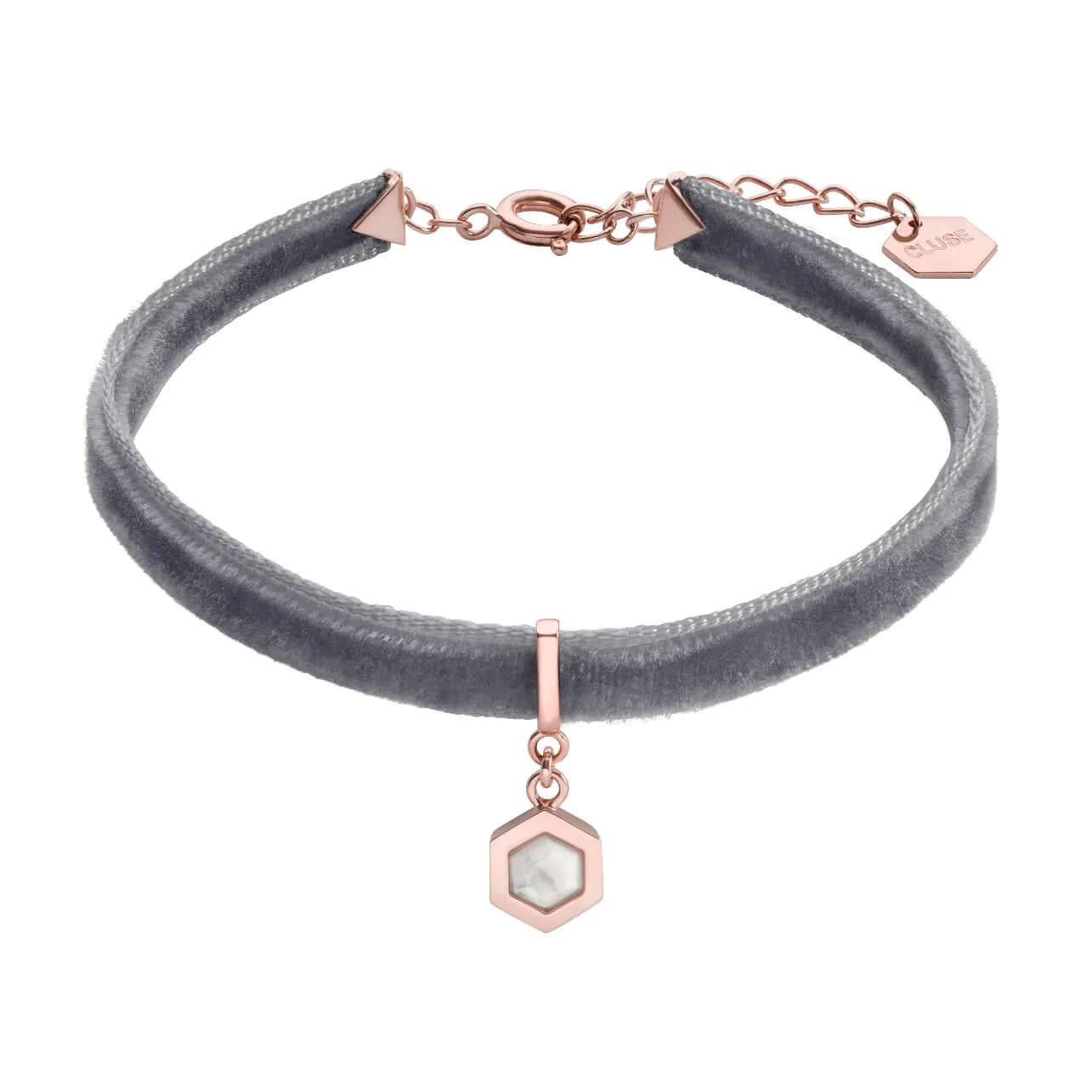 Bracelet CLUSE Amourette Rose Gold Grey Velvet and Marble Pendant CLJ13001
