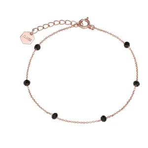 Bracelet CLUSE Essentielle Rose Gold Black Crystals Chain CLJ10013