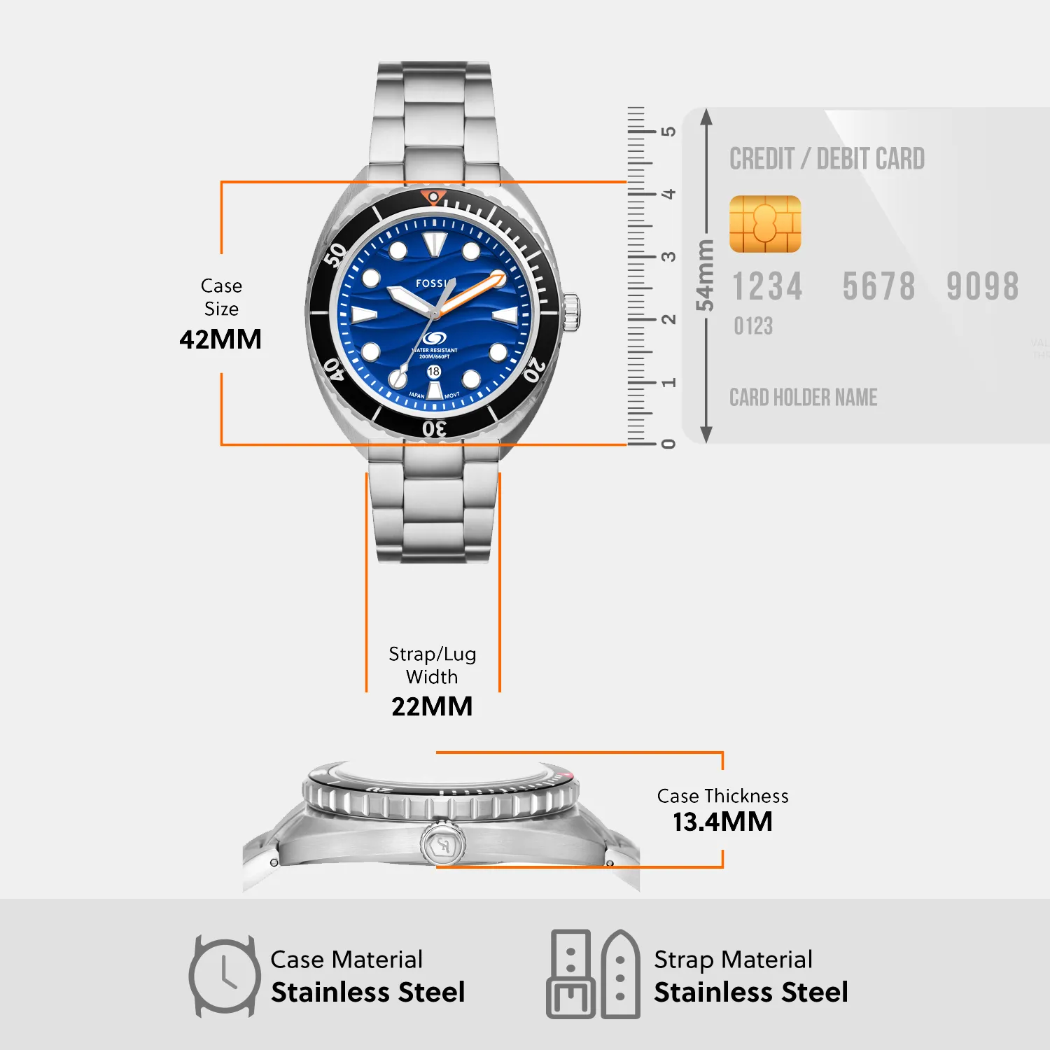 Breaker Men Quartz Blue Dial Analog Stainless Steel Watch FS6064