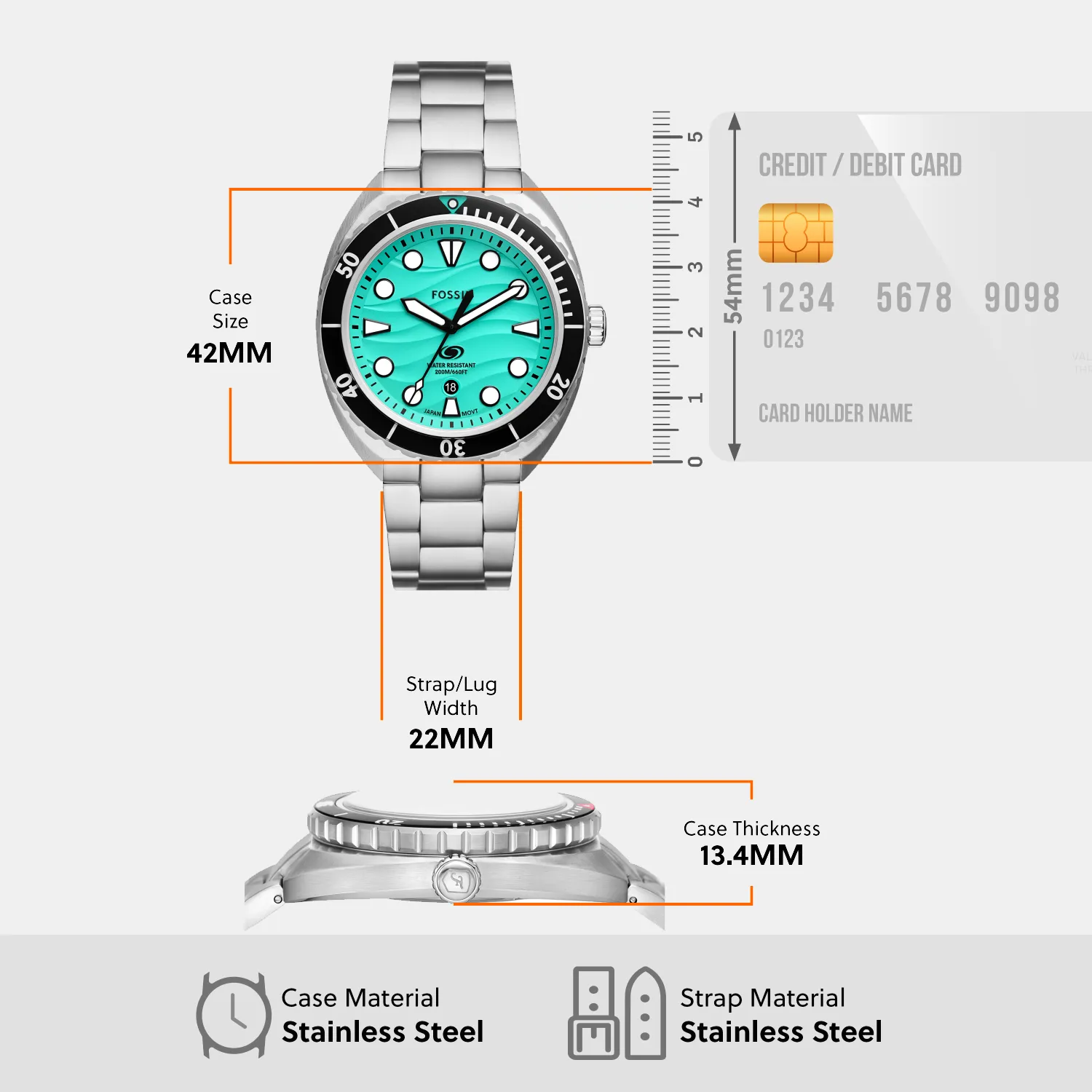 Breaker Men Quartz Green Dial Analog Stainless Steel Watch FS6066
